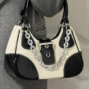Y2k Shoulder bag Patent Leather Canvas Bag Chain Strape Bag